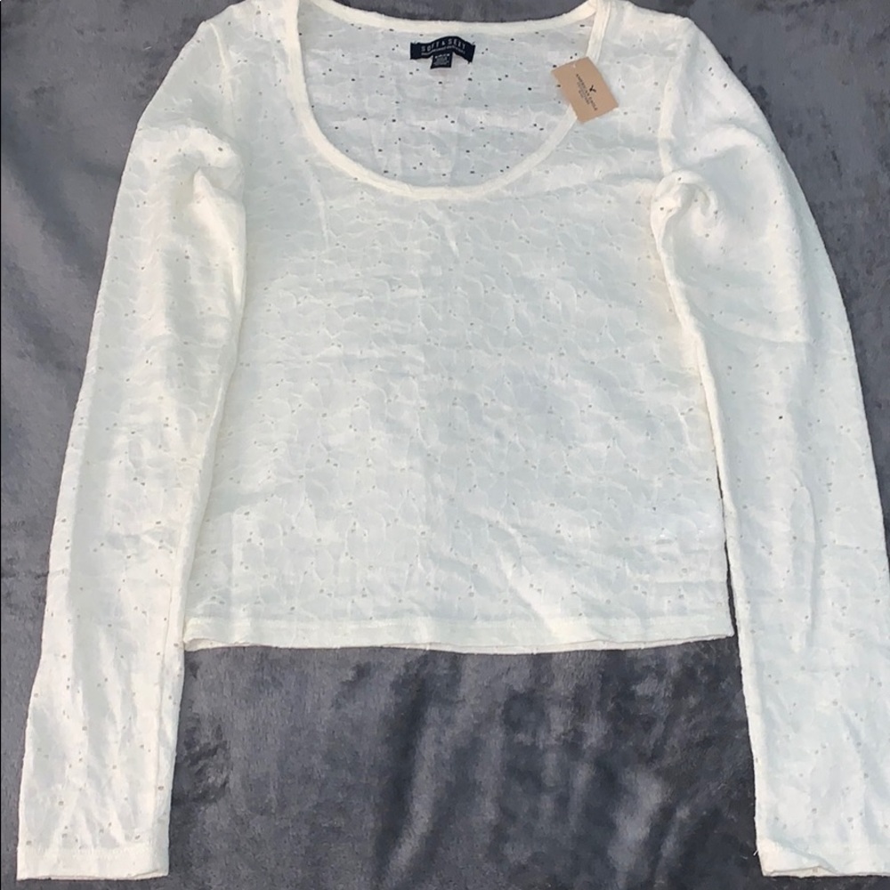 Scoop Neck White Floral Blouse